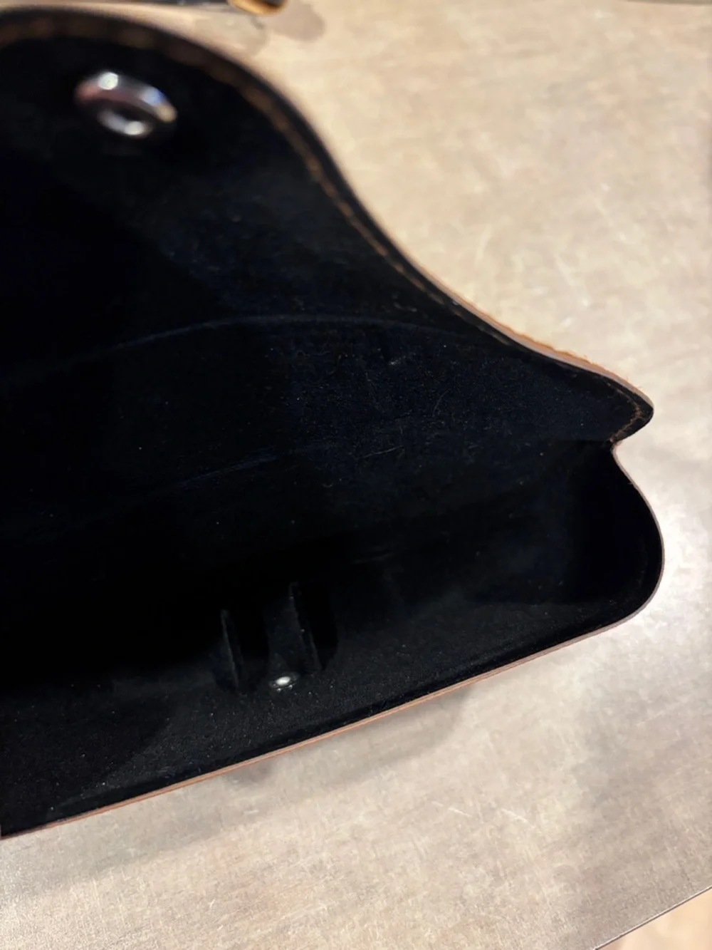 Ray-Ban Brown Leather Sunglasses Case with Snap Closure